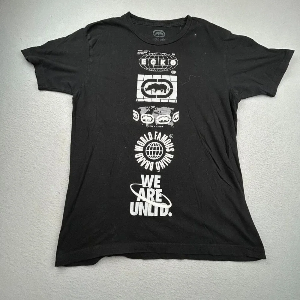 Ecko Unltd Y2K Skater Tee Black Rhino Brand Grunge School Mens Size L